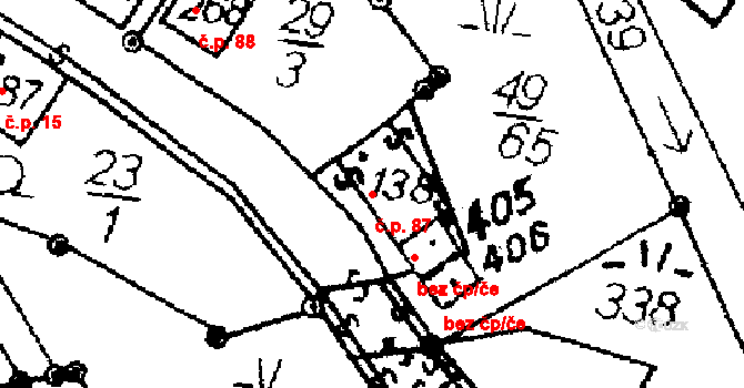 Meziměstí 87 na parcele st. 138 v KÚ Meziměstí, Katastrální mapa