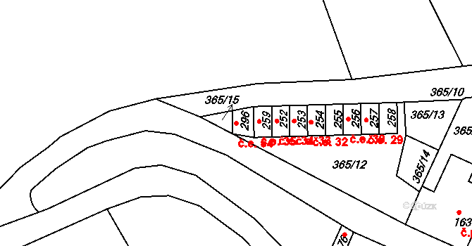 Babí 54, Náchod na parcele st. 296 v KÚ Babí u Náchoda, Katastrální mapa