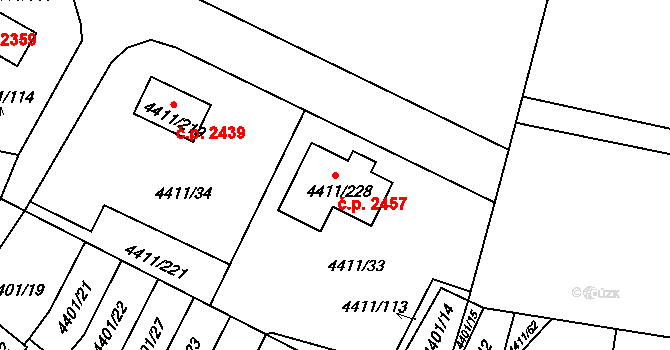 Zábřeh 2457 na parcele st. 4411/228 v KÚ Zábřeh na Moravě, Katastrální mapa