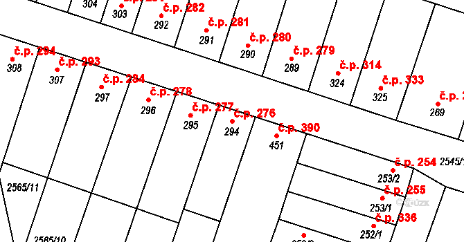 Vranovice 276 na parcele st. 294 v KÚ Vranovice nad Svratkou, Katastrální mapa