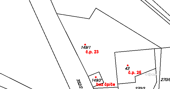 Šlotava 23, Budiměřice na parcele st. 149/1 v KÚ Šlotava, Katastrální mapa