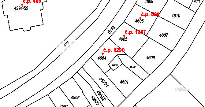 Přerov I-Město 1290, Přerov na parcele st. 4604 v KÚ Přerov, Katastrální mapa