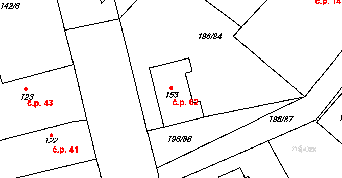 Kobylnice 62 na parcele st. 153 v KÚ Kobylnice nad Doubravou, Katastrální mapa