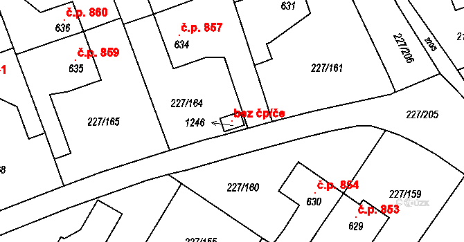 Kladno 118604431 na parcele st. 1246 v KÚ Hnidousy, Katastrální mapa
