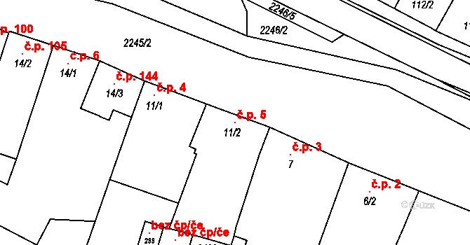Troubky 5, Troubky-Zdislavice na parcele st. 11/2 v KÚ Troubky, Katastrální mapa
