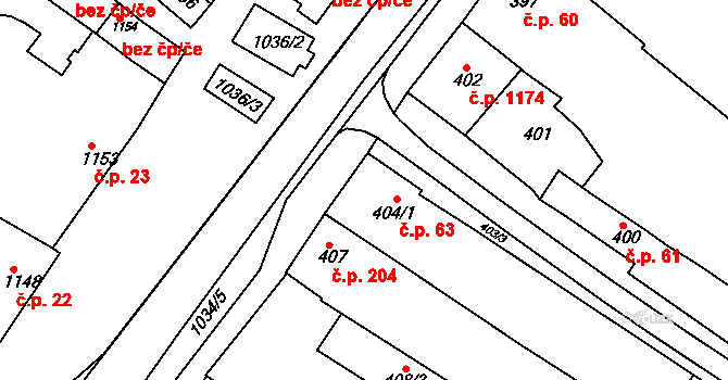 Svatobořice 63, Svatobořice-Mistřín na parcele st. 404/1 v KÚ Svatobořice, Katastrální mapa