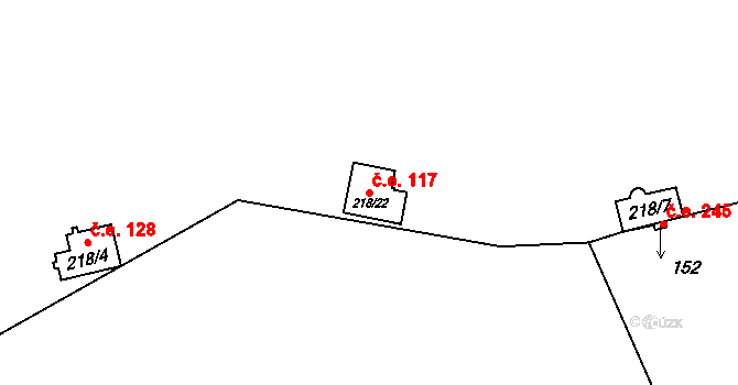 Vyskytná nad Jihlavou 117 na parcele st. 218/22 v KÚ Vyskytná nad Jihlavou, Katastrální mapa