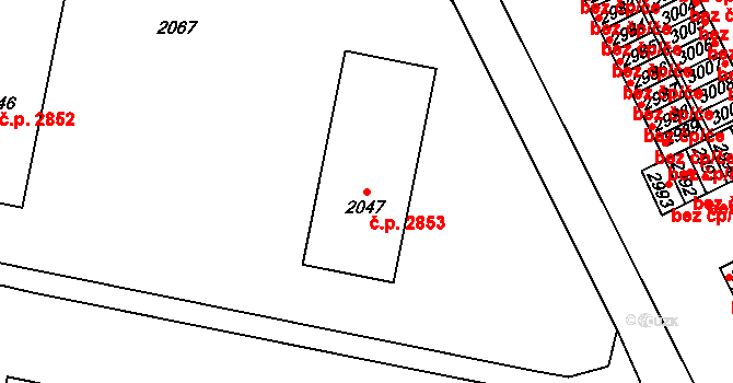 Kladno 2853 na parcele st. 2047 v KÚ Kladno, Katastrální mapa