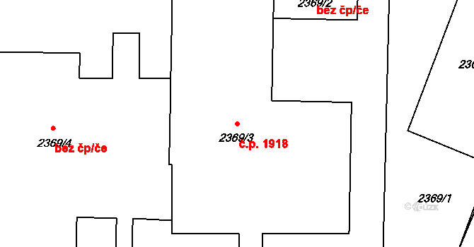 Benešov 1918 na parcele st. 2369/3 v KÚ Benešov u Prahy, Katastrální mapa