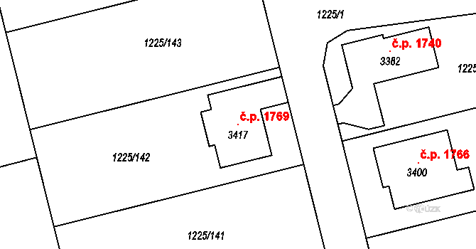 Lipník nad Bečvou I-Město 1769, Lipník nad Bečvou na parcele st. 3417 v KÚ Lipník nad Bečvou, Katastrální mapa
