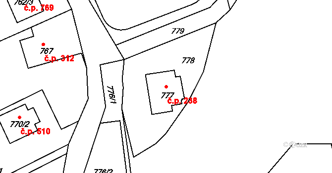 Stráž nad Nisou 238 na parcele st. 777 v KÚ Stráž nad Nisou, Katastrální mapa
