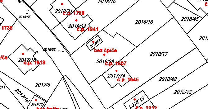 Boskovice 1607 na parcele st. 2018/33 v KÚ Boskovice, Katastrální mapa
