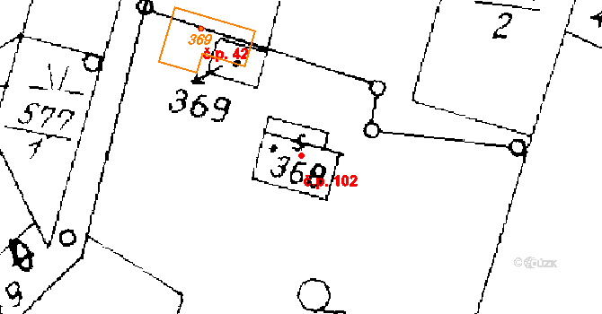 Písek 102 na parcele st. 368 v KÚ Písek u Jablunkova, Katastrální mapa