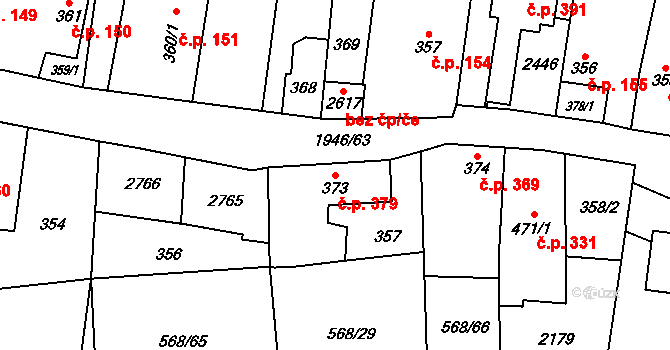 Třebechovice pod Orebem 379 na parcele st. 373 v KÚ Třebechovice pod Orebem, Katastrální mapa