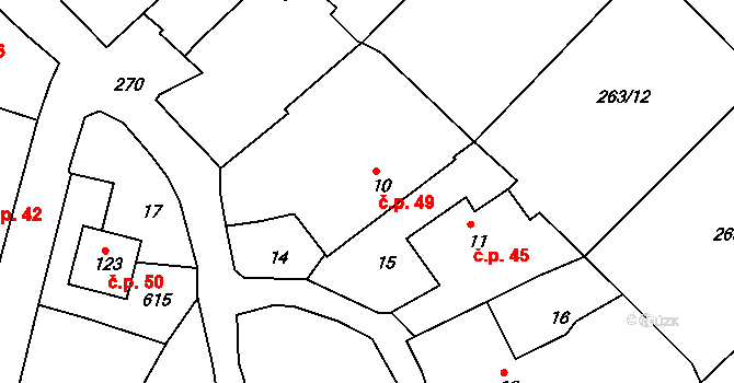 Hlivice 49, Medlov na parcele st. 10 v KÚ Hlivice, Katastrální mapa