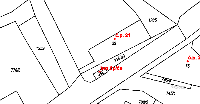 Mokrsko 21, Chotilsko na parcele st. 59 v KÚ Prostřední Lhota, Katastrální mapa