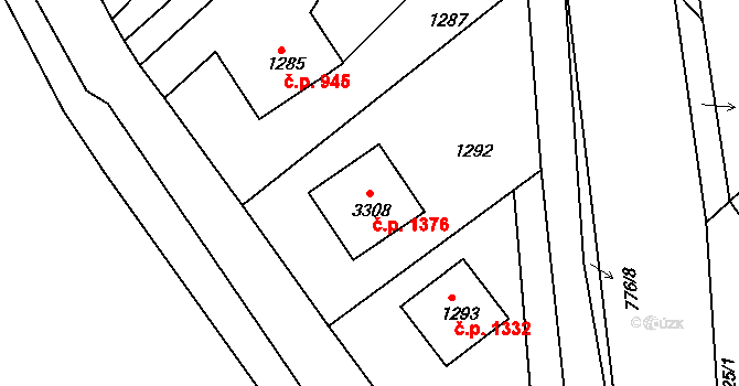 Duchcov 1376 na parcele st. 3308 v KÚ Duchcov, Katastrální mapa