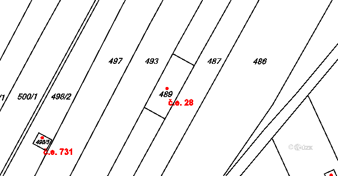 Sadová 28, Brno na parcele st. 489 v KÚ Sadová, Katastrální mapa