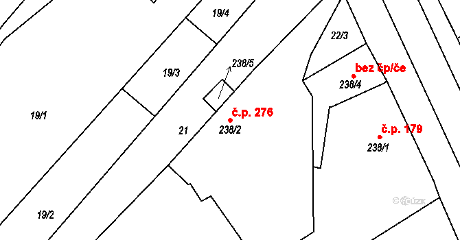 Černilov 276 na parcele st. 238/2 v KÚ Černilov, Katastrální mapa