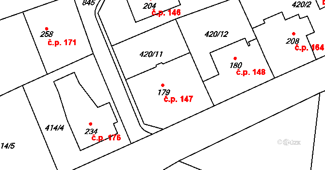 Luby 147, Klatovy na parcele st. 179 v KÚ Luby, Katastrální mapa