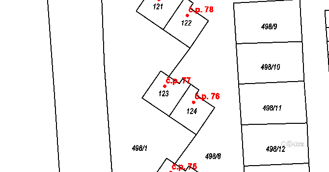 Ještětice 77, Solnice na parcele st. 123 v KÚ Ještětice, Katastrální mapa