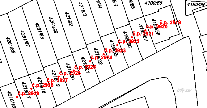 Smíchov 2923, Praha na parcele st. 4218/22 v KÚ Smíchov, Katastrální mapa