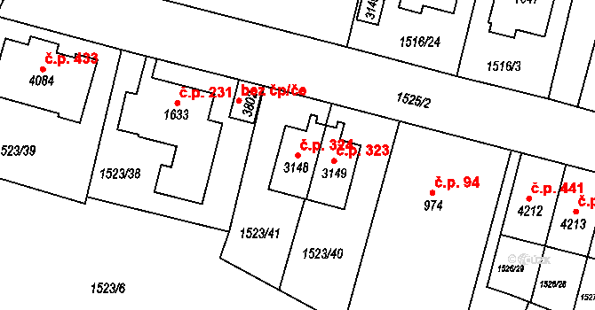 Kryblice 324, Trutnov na parcele st. 3148 v KÚ Trutnov, Katastrální mapa