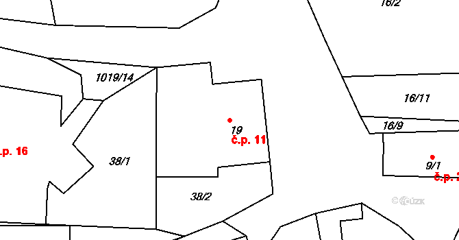 Zduchovice 11 na parcele st. 19 v KÚ Zduchovice, Katastrální mapa