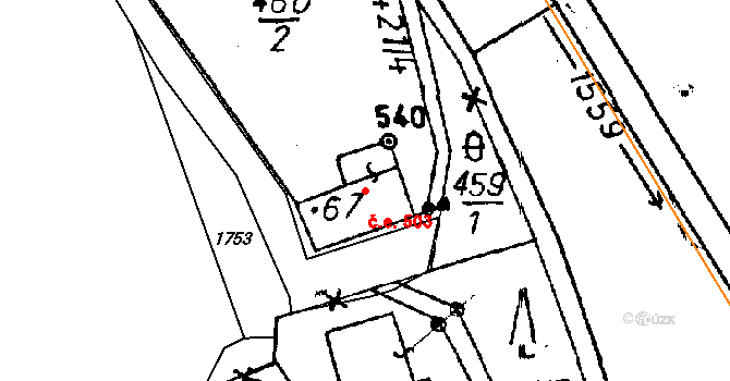 Jeřmanice 458 na parcele st. 67 v KÚ Jeřmanice, Katastrální mapa