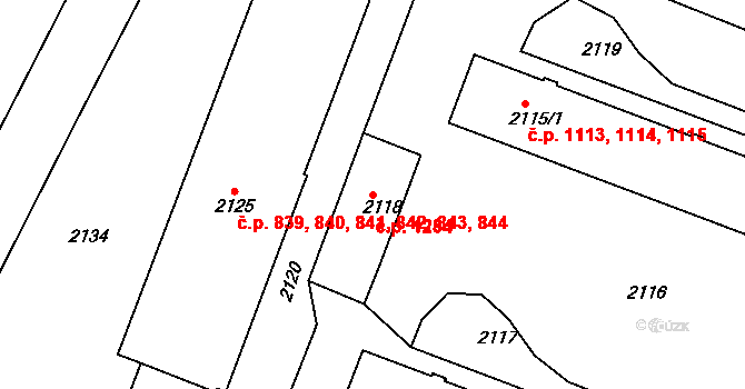 Kuřim 1284 na parcele st. 2118 v KÚ Kuřim, Katastrální mapa