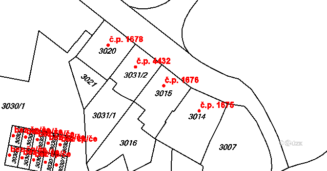 Prostějov 1676 na parcele st. 3015 v KÚ Prostějov, Katastrální mapa