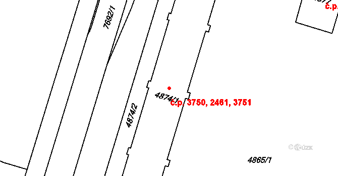 Prostějov 2461,3750,3751 na parcele st. 4874/1 v KÚ Prostějov, Katastrální mapa