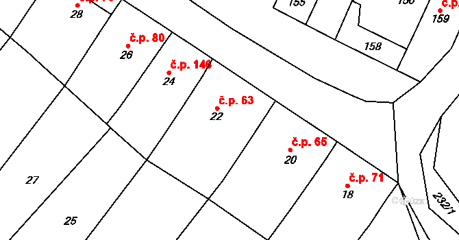 Čučice 63 na parcele st. 22 v KÚ Čučice, Katastrální mapa