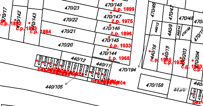 Krč 1968, Praha na parcele st. 470/144 v KÚ Krč, Katastrální mapa