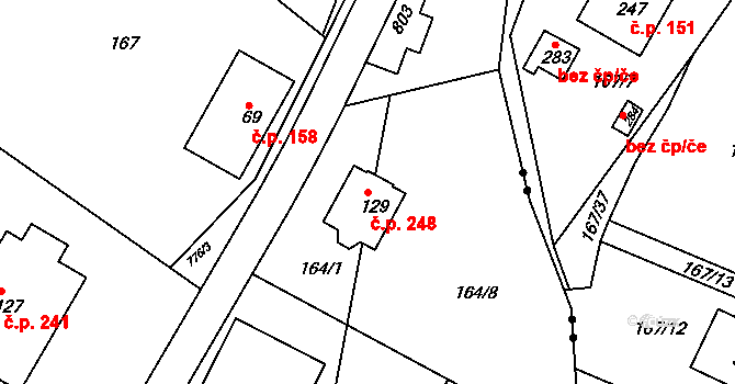 Horní Maršov 248 na parcele st. 129 v KÚ Maršov III, Katastrální mapa