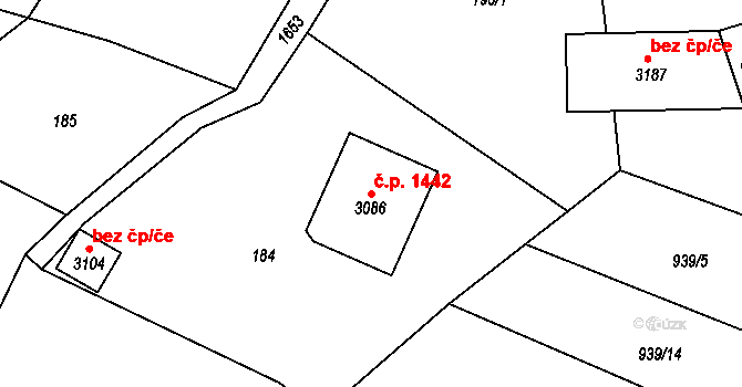 Milevsko 1442 na parcele st. 3086 v KÚ Milevsko, Katastrální mapa