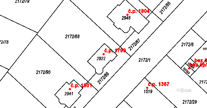 Lysá nad Labem 1799 na parcele st. 2922 v KÚ Lysá nad Labem, Katastrální mapa