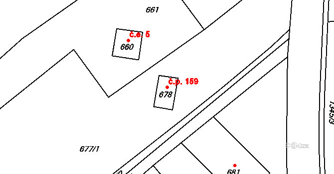 Olbramice 159 na parcele st. 678 v KÚ Olbramice, Katastrální mapa
