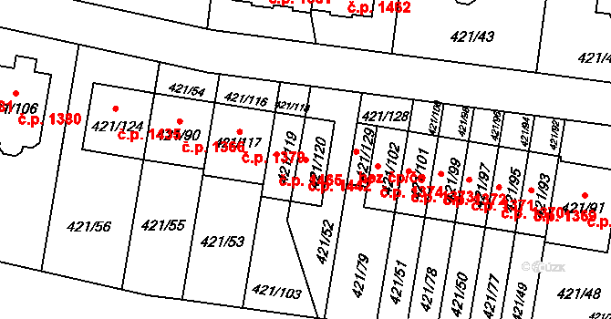 Doubravka 1442, Plzeň na parcele st. 421/120 v KÚ Doubravka, Katastrální mapa