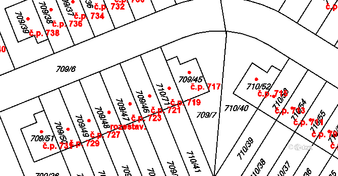 Poříčí 719, Boršov nad Vltavou na parcele st. 710/71 v KÚ Boršov nad Vltavou, Katastrální mapa