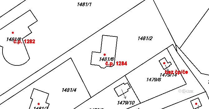 Lyžbice 1284, Třinec na parcele st. 1481/6 v KÚ Lyžbice, Katastrální mapa