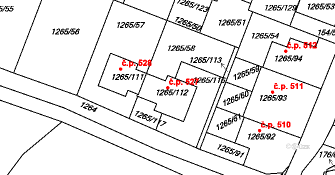 Pokratice 527, Litoměřice na parcele st. 1265/112 v KÚ Pokratice, Katastrální mapa