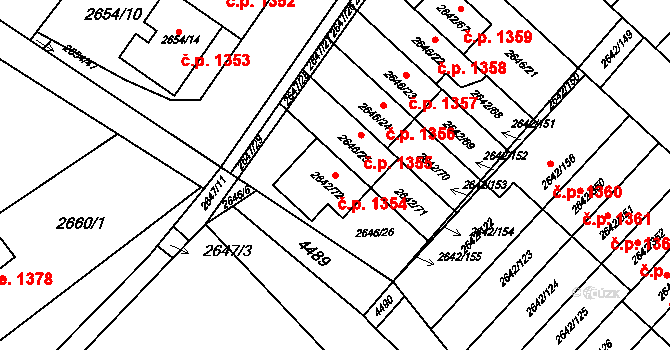 Kuřim 1354 na parcele st. 2642/72 v KÚ Kuřim, Katastrální mapa
