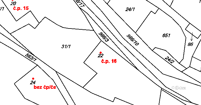 Lipnice 16, Dvůr Králové nad Labem na parcele st. 22 v KÚ Lipnice u Dvora Králové, Katastrální mapa