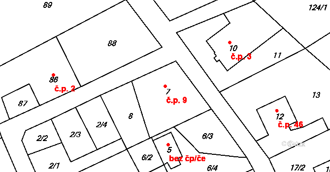 Horní Pochlovice 9, Kaceřov na parcele st. 7 v KÚ Horní Pochlovice, Katastrální mapa