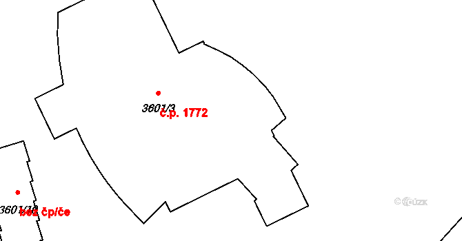 Kuřim 1772 na parcele st. 3601/3 v KÚ Kuřim, Katastrální mapa