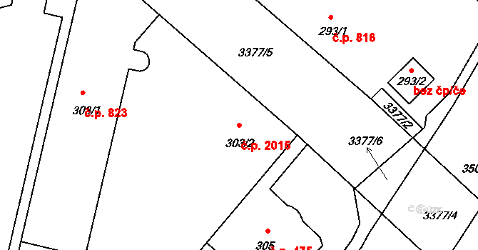 Pelhřimov 2015 na parcele st. 303/2 v KÚ Pelhřimov, Katastrální mapa