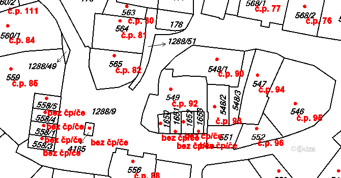 Plešivec 92, Český Krumlov na parcele st. 549 v KÚ Český Krumlov, Katastrální mapa
