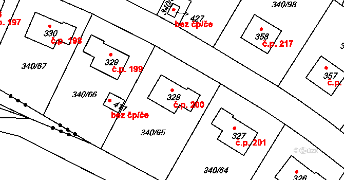 Zlončice 200 na parcele st. 328 v KÚ Zlončice, Katastrální mapa