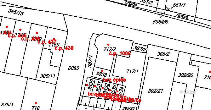 Horní Předměstí 1008, Polička na parcele st. 717/2 v KÚ Polička, Katastrální mapa